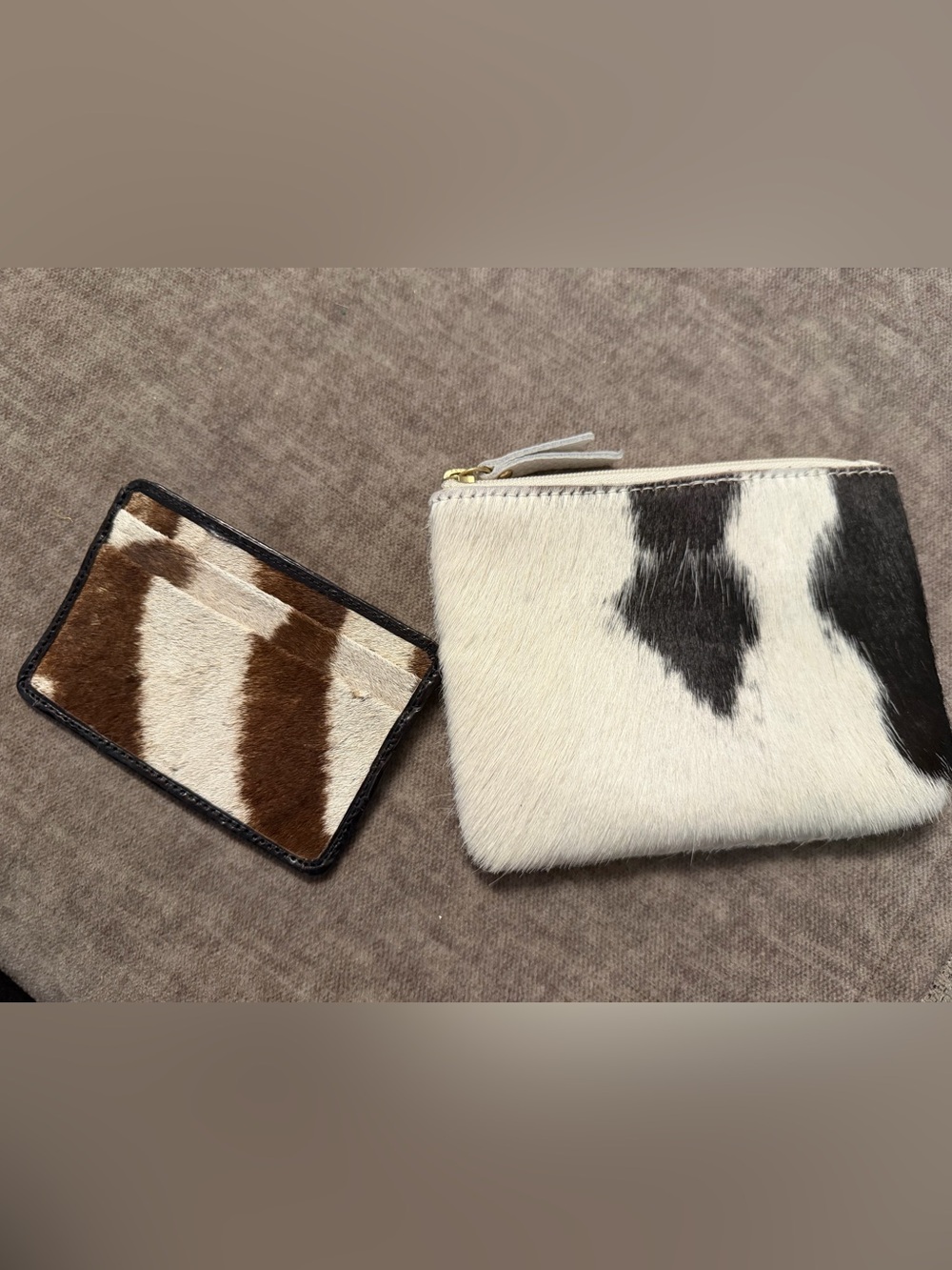 GiGi New York White and Black Haircalf Zip Wallet